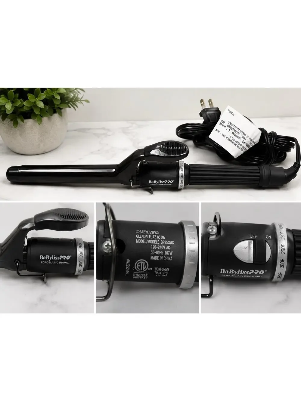 BaBylissPRO Porcelain Ceramic Curling Iron 1” Professional Hair Curler